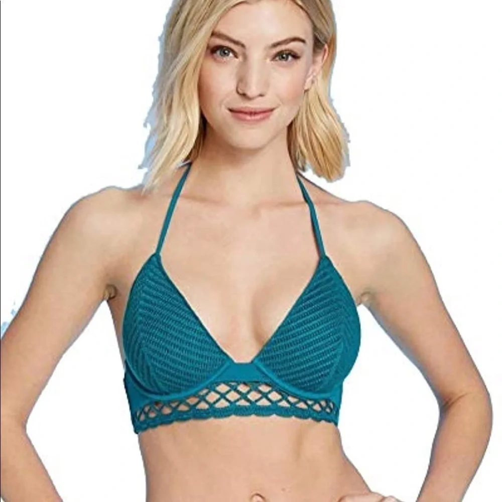 NWT Shade & Shore Women's Crochet Bikini Top OceanBlue
